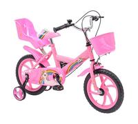 Baroni Toys Bicicleta para niñas de 12, 14 y 16 pulgadas con unicornio con porta muñeca y ruedas incluidas, bicicleta de acero con cesta para niña de 2 a 7 años (14 pulgadas)