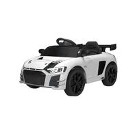 Baroni Toys Coche eléctrico para niños de 6 V con mando a distancia, música, luces LED y asiento de piel sintética, coche eléctrico 3-5 km/h, para niños de 1 a años, estilo deportivo (blanco)
