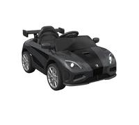 Baroni Toys Coche eléctrico para niños de 6 V con mando a distancia, música, luces LED y asiento de piel sintética, coche eléctrico 3-5 km/h, para niños de 1 a 4 años, estilo deportivo (negro)