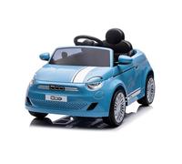 Baroni Toys FIAT 500 Coche Eléctrico Infantil 12V con Mando para Padres, Luces, Sonidos, Marcha Atrás, Cinturón de Seguridad - Coche para Niños de 1 a 4 Años, 100x60x50 cm (Azul)