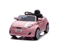 Baroni Toys FIAT 500 Coche Eléctrico Infantil 12V con Mando para Padres, Luces, Sonidos, Marcha Atrás, Cinturón de Seguridad - Coche para Niños de 1 a 4 Años, 100x60x50 cm (Rosa)