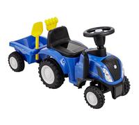 Baroni Toys Tractor sin Pedales con Remolque para niños de 12 a 36 Meses, Coche para niños, Coche Correpasillos con Bocina de Aire y Faros funcionales, Pala y rastrillo incluidos, 29x91x44cm (Azul)