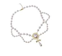 Baroques Styles - Gargantilla de doble hebra de perlas de imitación, diseño antiguo, accesorios de fiesta de noche para mujer, elegante collar de perlas vintage, accesorios para banquetes