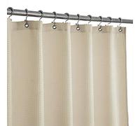 Barossa Design Cortina de Ducha de gofre Larga, Altura 244 cm, Lujo como SPA de Hotel, 230 g/m², Resistente al Agua, Lavable a máquina, Color Crema, 180 x 244 cm