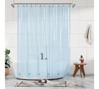 Barossa Design Cortina de Ducha de PEVA Resistente con 6 imanes y Ojales metálicos, 183 x 183 cm, Cortinas de Ducha Impermeables para baño, Color Azul Transparente