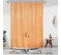 Barossa Design Cortina de Ducha Larga, 3 imanes y Forro de Ducha de PEVA Ligero Impermeable para bañera, sin PVC, Ojales de Metal, 183 x 198 cm, Naranja Transparente