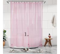 Barossa Design Cortina de Ducha Larga, 3 imanes y Forro de Ducha de PEVA Ligero Impermeable para bañera, sin PVC, Ojales de Metal, 183 x 198 cm, Rosa Transparente