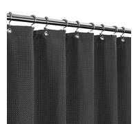 Barossa Design Waffle Weave Shower Curtain Hotel Luxury SPA, 230 gsm Heavy Duty Fabric & No Blowing, Water Repellent and Machine Washable - Graphite Gray, 71"x72"