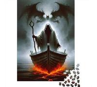 Barquero en río Oscuro Puzzle de 1000 Piezas Papel para Adultos Alas Negras místicas Juego de Puzzle 1000 Piezas Decoración Hogar 70x50cm/1000pcs
