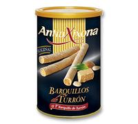 Barquillos rellenos de turrón - Caja de 12 unidades - Cada lata es de 200 gramos.