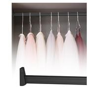 Barra ajustable para colgar ropa, barra extensible para colgar en la pared, barra de armario para ahorrar espacio, color negro, 80 cm, perfecto para organizar
