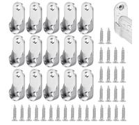 Barra Armario, 15 Pzs Barra para Colgar Ropa con 30 Pzs tornillo (4 × 16 mm), Soporte Lateral para Barra de Armario Oval, Soportes de Riel de Brida Armario, armario ovalado de aleación de zinc