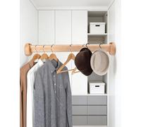 Barra Armario Barra de Armario Ovalada Madera con Soportes Extremo, Perchero Antideslizante para Abrigos Cortinas Coche, Juego Estante para Colgadores Cortable(140cm/55.1in/4.6ft)