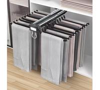 Barra Armario Extensible, Pantalonero Extraible 22 Brazos Organizador para Colgar Ropa Adecuado para Armario, Baño, Balcón