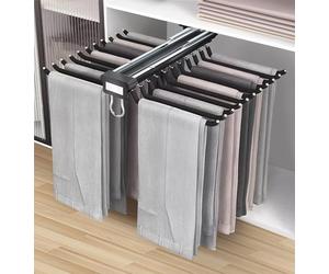 Barra Armario Extensible, Pantalonero Extraible 22 Brazos Organizador para Colgar Ropa Adecuado para Armario, Baño, Balcón