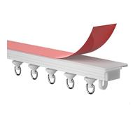 Barra autoadhesiva para cortina de techo/pared, separador de habitación de aleación de aluminio para dormitorio y baño, fácil de instalar, 1,8 m (2 x 90 cm), color blanco y versátil