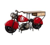 Barra botellero moto de madera y metal roja 200x43x94