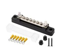 Barra colectora 12 V-48 V CC 150 A, bloque de distribución de alimentación de 12 V, bloque de distribución de corriente con cubierta 6 pernos de terminales M4 de 12 V, distribuidor para coche, camión