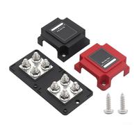 Barra colectora de bloque de distribución de energía resistente de 400 A con 8 terminales de perno M10 para aplicaciones de 48 V CC, adecuada para vehículos, marinos, solares e industriales (negro +