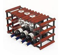 Barra comercial de madera pura para vino, estante para colgar copas invertidas, estante de vidrio para vino tinto, gabinete de exhibición de vino para el hogar (color: beige)