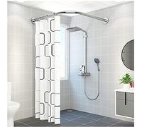 Barra Cortina Curva BañEra,Barra para Ducha En Esquina En Tipo L Sin Taladrar Extensible Acero Inoxidable para BañEras De Rincon Ideal para BañOs PequeñOs En Los(Color:70-95cm*70-95cm)