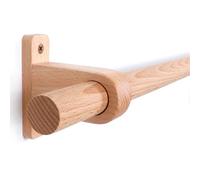 Barra Cortina Natural, Barra Cortina Madera con Diámetro 25 mm, Barra de Cortina de Haya, Fácil de Instalar Palo Cortina y Barra para Cortinas, para Pared y Techo(Natural,260cm (3 brackets))