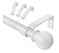 barra cortinas blanca 80-224 cm, Juego de barras de cortina ajustables con soportes, Barra decorativa para cortinas de 16 mm de diámetro para salon sala de estar y dormitorio