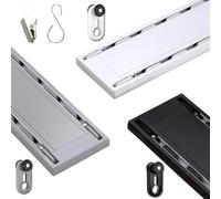 Barra Cortinas de Aluminio Riel Cortina Doble Barra de Cortina Silenciosa Montaje en Techo 100cm-500cm con Clip y Gancho Blanco Negro Gris para Sala de Estar Oficina(Negro,500cm/16.4ft)