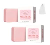 Barra de acondicionador de aceite de ricino, acondicionador profundo natural nutritivo y calmante, champú de barras sólidas, hidratación, cabello seco dañado, la limpieza (2pcs)