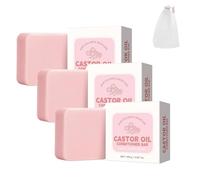Barra de acondicionador de aceite de ricino, acondicionador profundo natural nutritivo y calmante, champú de barras sólidas, hidratación, cabello seco dañado, la limpieza (3pcs)