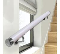 Barra de agarre antideslizante de PVC blanco para escaleras interiores de 50 cm-600 cm, barra de agarre ajustable para montaje en pared con soporte, barandilla segura para jardín de infantes (plata