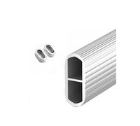 Barra de aleación de Aluminio for Colgar Ropa Interior, Barra Horizontal for Armario, Brida de fijación for Barra de Ropa(Silver,47.6~55.1in)