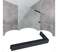 Barra de Apoyo Para la Ducha Barra Estabilizadora Corta para Paneles de Cristal de Ducha, Soporte de Acero Inoxidable para Cristal sin Marco de 8-10 mm, Soporte Fijo para Mampara(Matte Black,Left)
