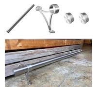 Barra de apoyo para los pies de taburete de bar, Kit de riel for pies debajo del mostrador acero inoxidable, plateado, varios tamaños, barra isla cocina(149cm/4.9ft)