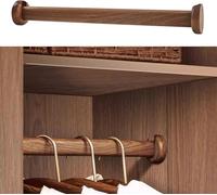 Barra de armario de madera resistente de 50 cm, barra gruesa de madera oscura con soporte final, fácil de instalar, solución para colgar ropa para almacenamiento de armario