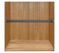 Barra de armario extensible resistente de aluminio ajustable con soporte final de 63 pulgadas, barra organizadora de ropa para armarios, color negro, solución duradera y que ahorra espacio