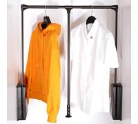 Barra de armario extraíble para armario, amplia, ajustable, retráctil, elevador, percha, amortiguador, ahorro de espacio, capacidad de peso de 15 kg, color negro, 700 x 930 mm