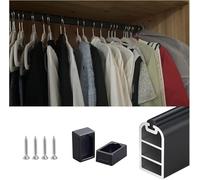 Barra de armario, perchero, barra de metal for armario montada en la pared con tapas de extremo, kit completo de varillas desmontables for colgar ropa, barra de aluminio for colgar ropa(Black,75cm/29.