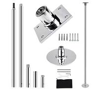 Barra de baile permanente, barra de pole dance para instalación en techo, barra 5 mm giratoria y estática, barra de acero resistente para pole dance en casa, de 2,23 m a 2,74 m, color plata.