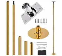 Barra de baile permanente, barra de pole dance para instalación en techo, barra mm giratoria y estática, barra de acero resistente para pole dance en casa, de 2,23 m a 2,74 m, color dorado.