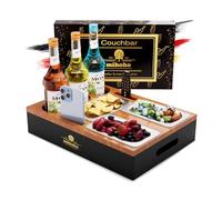 Barra de café, organizador de sofá en la mesa auxiliar, mesa de café, bar de madera como regalo de cerveza para hombres, bandeja de sofá con tres cuencos para aperitivos y varios espacios de