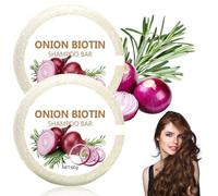 Barra de champú de cebolla y biotina - Champú sólido natural con romero, promueve el crecimiento del cabello y limpia en profundidad, para todo tipo de cabellos