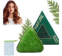 Barra de champú del triángulo de la naturaleza, Nature Seven Green Soap Shampoo, Polygonum Shampoos Soap, calmando y fortalece el cabello para todo el cabello,1 Pcs