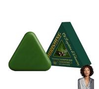 Barra de champú natural triangular - Barras de champú de jabón verde con extractos de plantas, champú sólido calmante y nutritivo para mujeres y hombres, fortalece todo tipo de cabello (1 unidad)