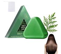 Barra de champú triangular natural, champú de jabón verde, champús sólidos naturales a base de plantas, limpieza suave, calmante y fortalece el cabello para mujeres y hombres (1 Pcs)