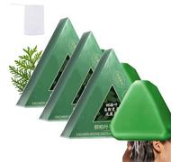 Barra de champú triangular natural, champú sólido de jabón verde,espuma rica, limpia y nutre suavemente el cabello, adecuado para la mayoría de los tipos de cabello (3 pcs)