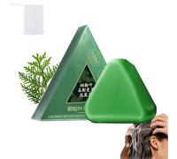 Barra de champú triangular natural, champú sólido de jabón verde,espuma rica, limpia y nutre suavemente el cabello, adecuado para la mayoría de los tipos de cabello (1 pcs)