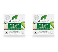 Barra de Champú y Acondicionador Dr Organic Aloe Vera & Karité, Calmante, Para Todo Tipo de Cabello, NUEVO, Libre de Plástico, Natural, Vegano, Libre de Crueldad, Sin Parabenos ni SLS, Orgánico, 75 g
