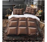 Barra de chocolate Funda de Edredón Impresión 3D Juego de 3 Piezas Microfibra Suave Cierre de Cremallera Oculta incluye Fundas de Almohada dulce indulgencia Funda Edredon for niña Single（140x200cm）