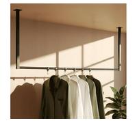 Barra de colgar fenton con 6 perchas metal negro 7x120x60 cm